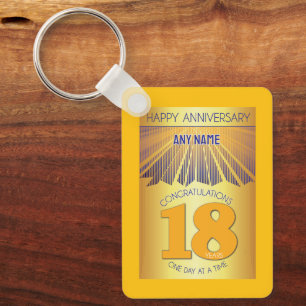 Porte-clés 18e anniversaire de sobriété Golden Ray 12 Étape