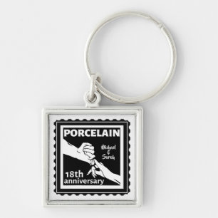 Porte-clés 18e anniversaire mariage porcelaine traditionnelle