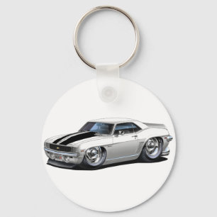 Porte-clés 1969 Camaro White-Black Car