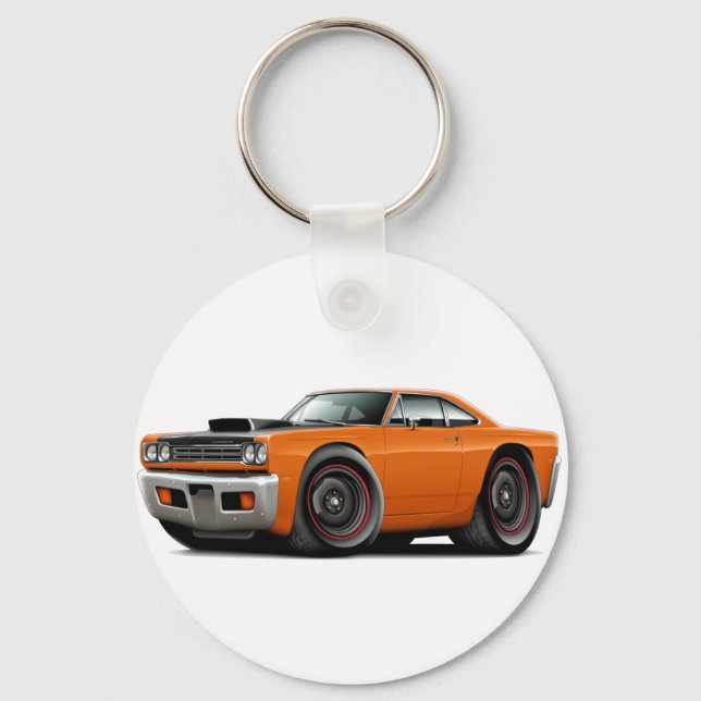 Porte-clés 1969 Roadrunner Orange-Black Hood Scoop Car (Recto)