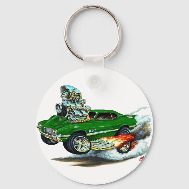 Porte-clés 1970-72 Olds Cutlass 442 Green Car (Recto)