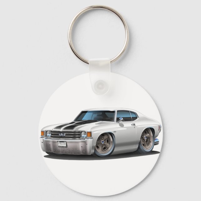 Porte-clés 1971-1972 Chevelle White-Black Car (Recto)