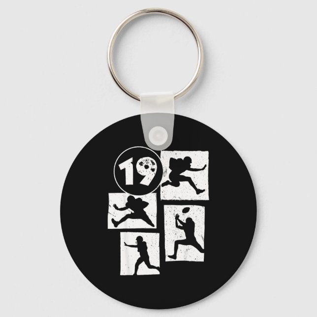 Porte-clés 19th Birthday Retro American Football 19 Years Old (Recto)