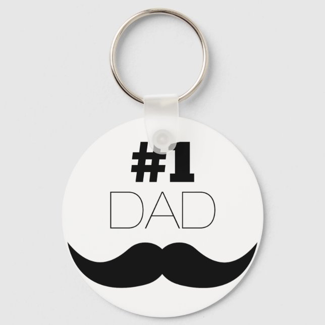 Porte-clés #1 Papa Mustache noire - Numéro Un (Recto)