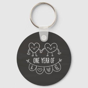 Porte-clés 1er Anniversaire Cadeau Chalk Hearts Porte - clé