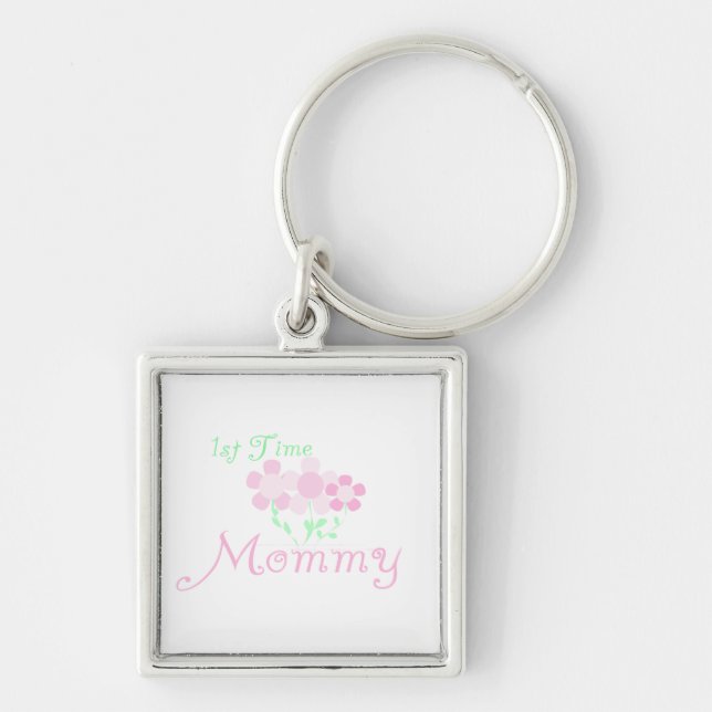 Porte-clés 1ère Fleurs roses Mommy Cadeaux (Devant)