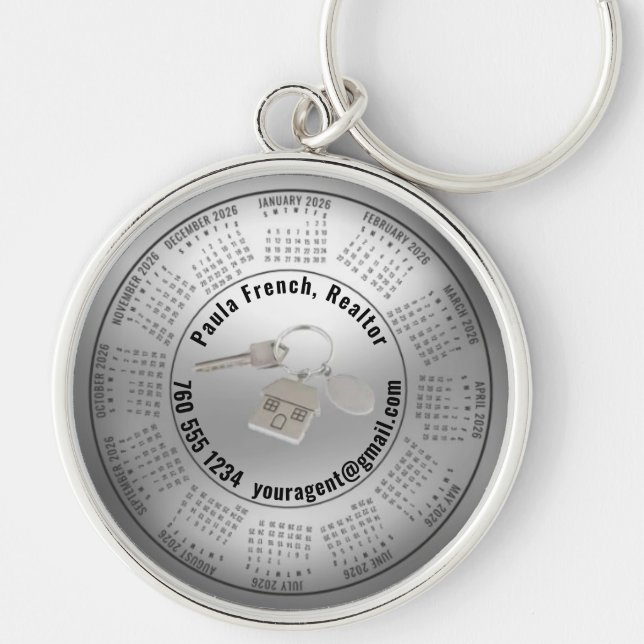 Porte-clés 2026 Calendar Editable Real Estate Keychain (Devant)