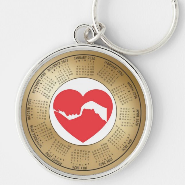 Porte-clés 2026 Calendar Keychain Lovers Red Heart (Devant)
