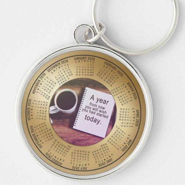 Porte-clés 2026 Calendar Keychain Quote A Year From Now (Devant)