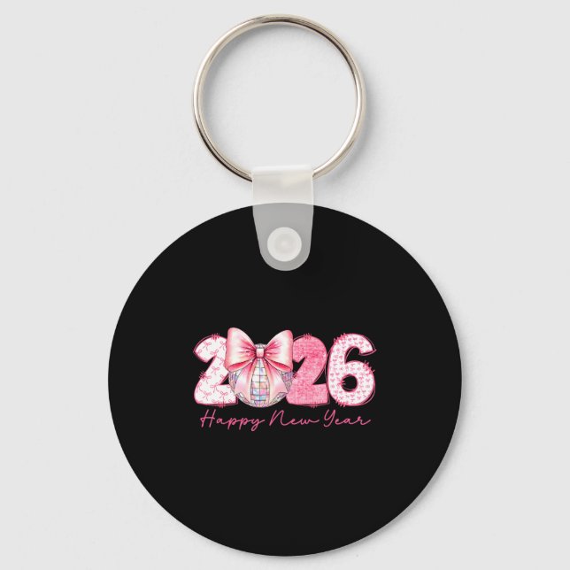Porte-clés 2026 Happy New Year Nk Coquette Preppy Disco Girly (Recto)