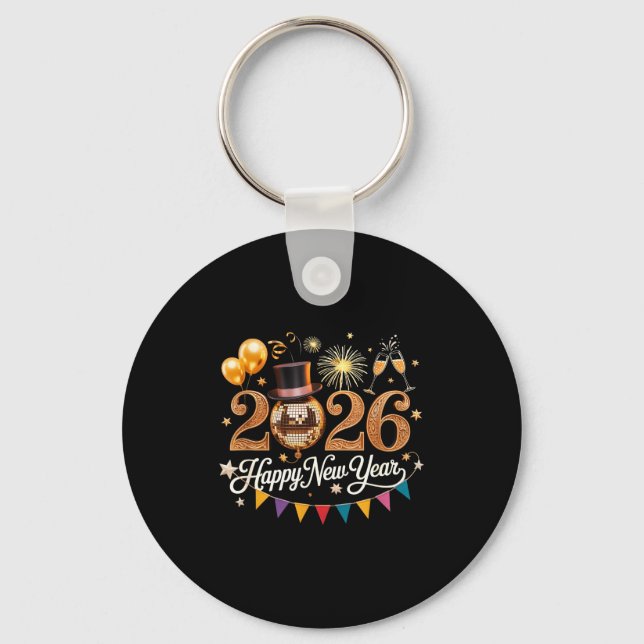 Porte-clés 2026 New Year Celebration Disco Ball Gold Festivit (Recto)