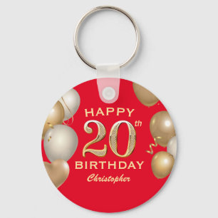 Porte-clés 20e Anniversaire des Ballons Rouge et Or