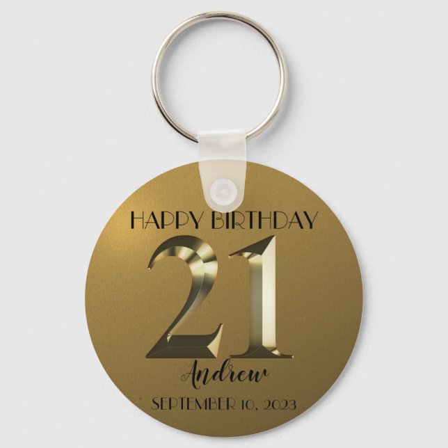 Porte-clés 21e anniversaire d'or métallique (Recto)
