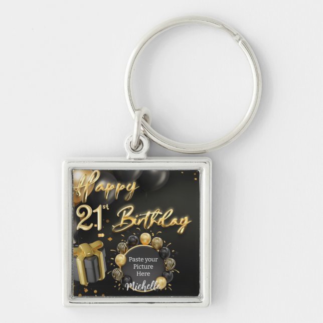 Porte-clés 21e Joyeux Porte - clé Souvenir d'anniversaire (Devant)