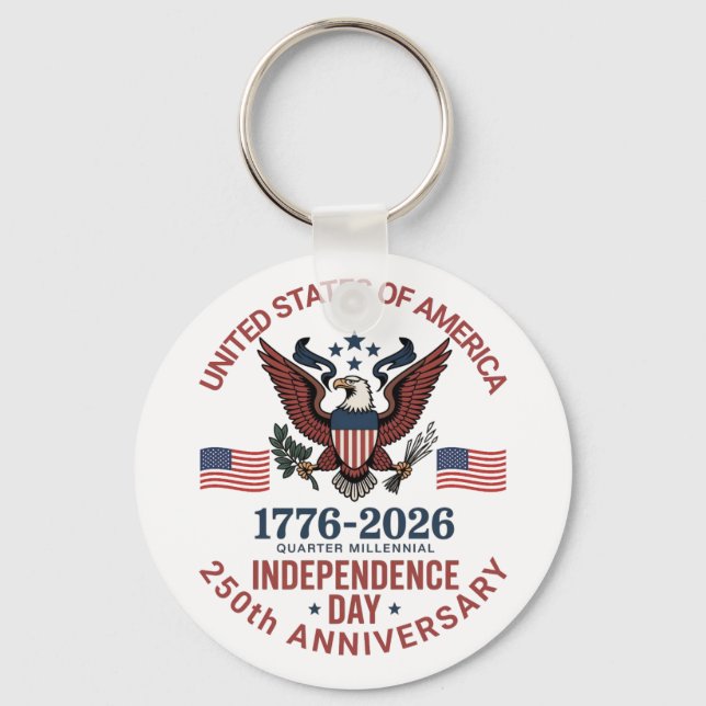 Porte-clés 250e anniversaire 4 juillet - Patriotique Vintage (Recto)