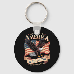 Porte-clés 250e anniversaire des États-Unis 4 juillet américa