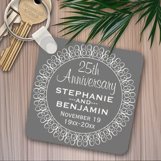 Porte-clés 25e anniversaire du Mariage Personnalisé (Personalized keychain -Wedding Anniversary)