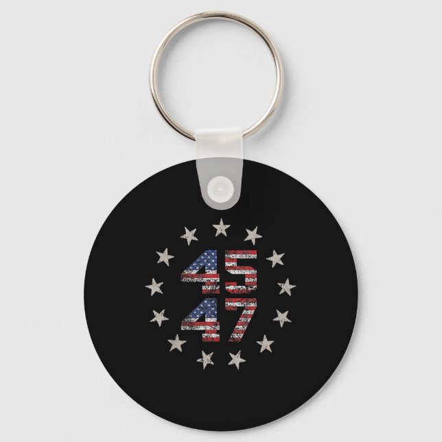 Porte-clés 2 Side Trump 2024 Président 45 47 American Flag Tr (Recto)