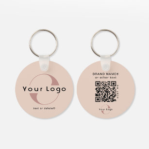 Porte-clés 2 sided Logo & QR Code on Blush Company Business