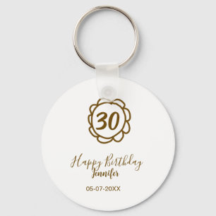 Porte-clés 30e anniversaire ajouter nom date année fleur d'or