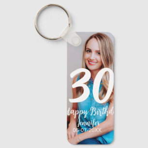 Porte-clés 30e anniversaire ajouter nom date année photo blan