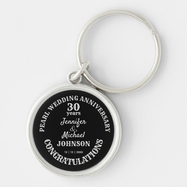 Porte-clés 30e anniversaire de Mariage cadeau. Nom/date modif (Devant)