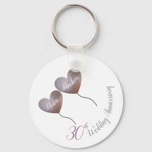 Porte-clés 30e anniversaire du mariage Pearl ballons violets