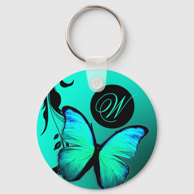Porte-clés 311 Papillon lustré bleu turquoise (Recto)