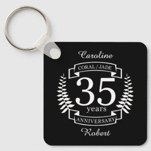Porte-clés 35e ANNIVERSAIRE Mariage JADE / CORAL