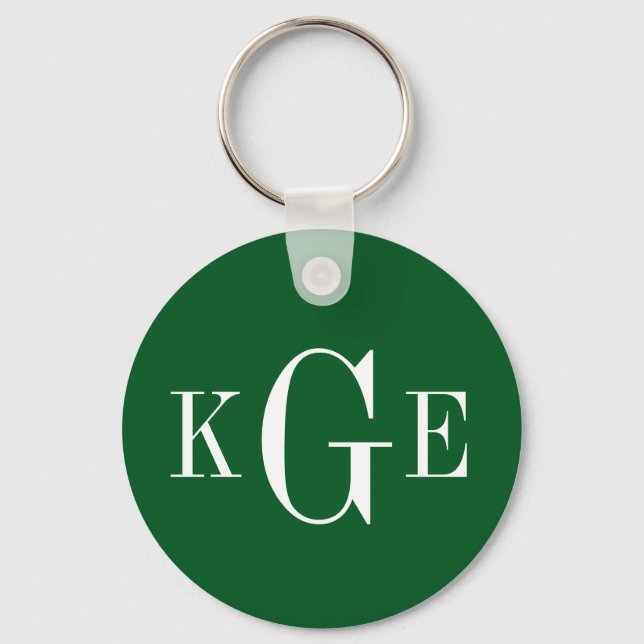 Porte-clés 3 monogramme initial vert blanc groomsmen clé fob (Recto)