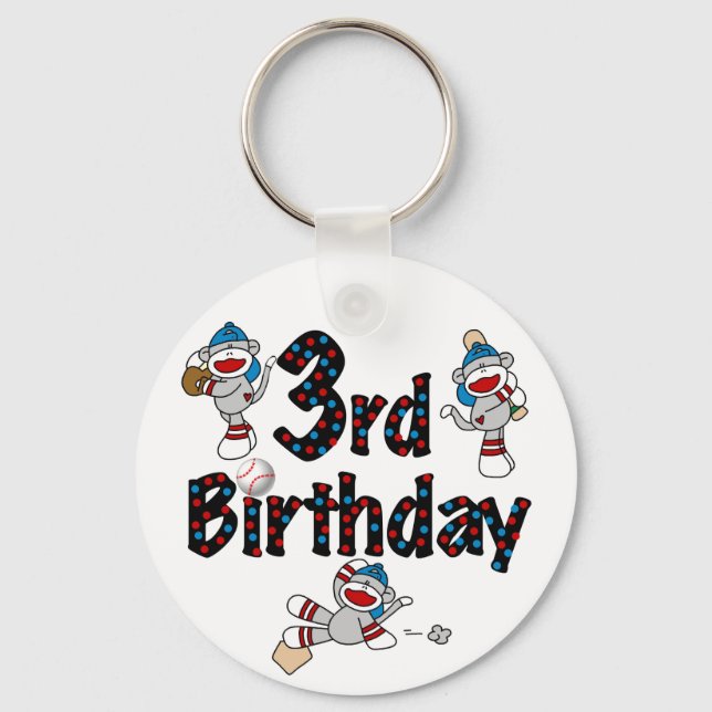 Porte-clés 3ème anniversaire du baseball de singe de soie (Recto)