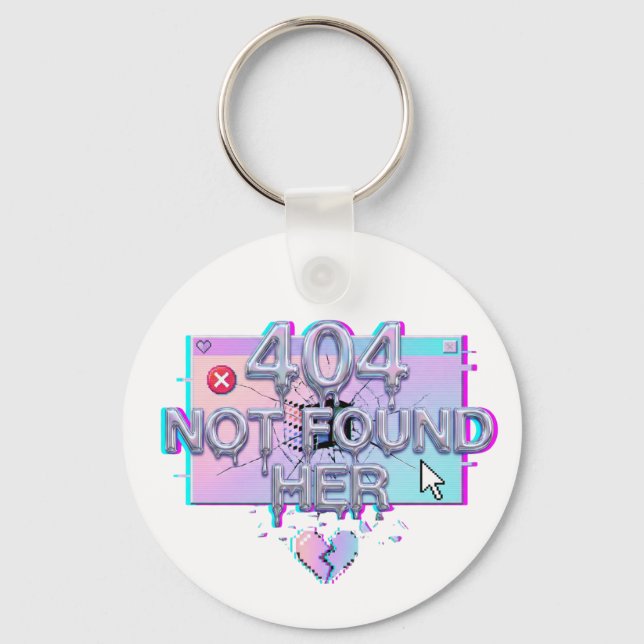 Porte-clés 404 Introuvable Son Bug Y2K Drôle Séparation Célib (Recto)