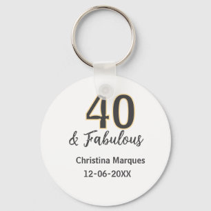 Porte-clés 40 & merveilleux gris jaune calligraphie d'anniver