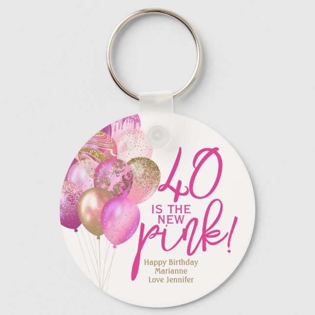 Porte-clés 40e anniversaire 40 est le nouveau rose (Recto)