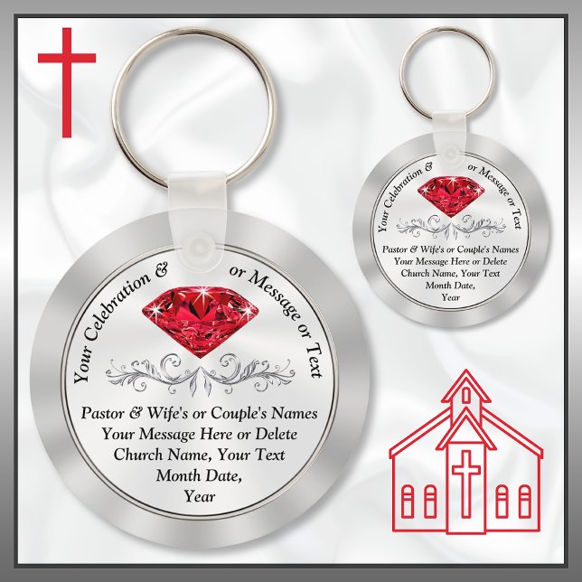 Porte-clés 40e anniversaire de l'église pas cher Faveurs ou v (40th Church Anniversary, Souvenirs. Christian, 40th Anniversary Favors. 40th pastoral anniversary.)
