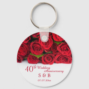Porte-clés 40e anniversaire du Mariage des roses rouges