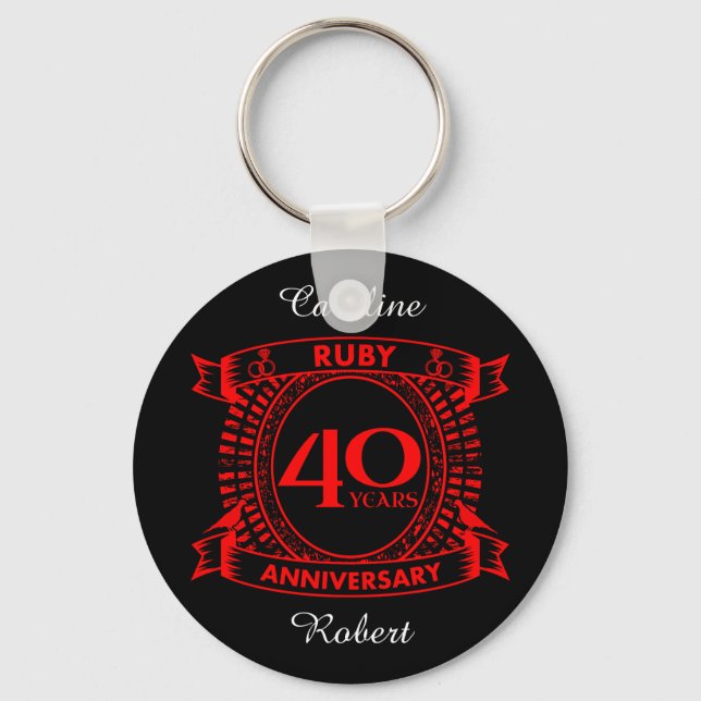 Porte-clés 40e anniversaire du mariage ruby crest (Recto)