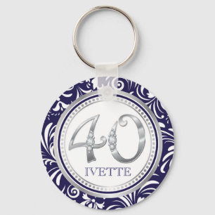 Porte-clés 40e anniversaire Porte - clé-Marine Bleu & Argent