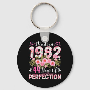 Porte-clés 44 ans fabriqués en 1982 Floral 44e anniversaire