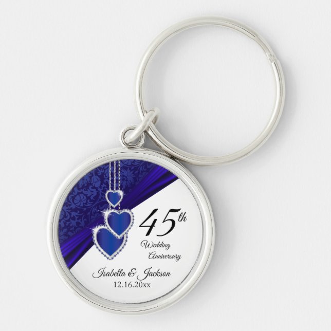 Porte-clés 45e Sapphire Mariage Anniversaire Keepsaké (Devant)