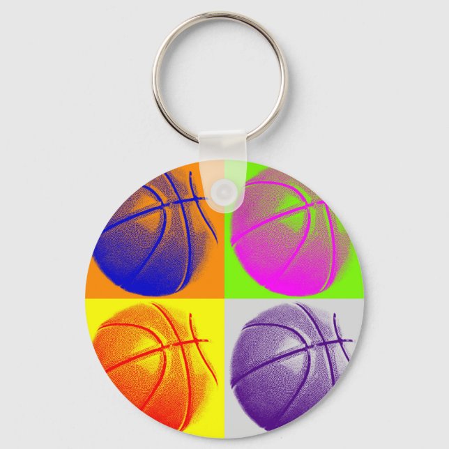 Porte-clés 4 couleurs Pop Art Basketball (Recto)