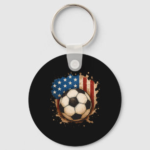Porte-clés 4 juillet Football Patriotique Usa Drapeau América