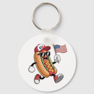 Porte-clés 4 juillet Hotdog Indépendance américaine 1776