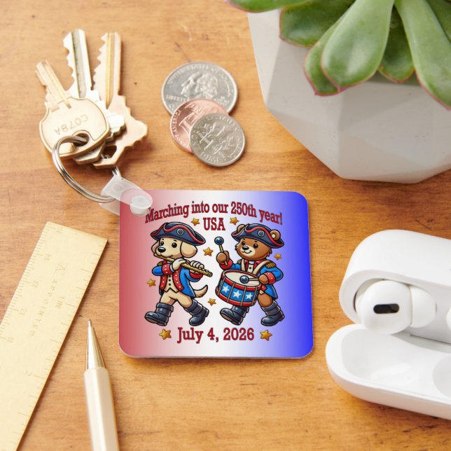 Porte-clés 4 juillet USA 250e anniversaire Semiquincentenaire (Bureau)