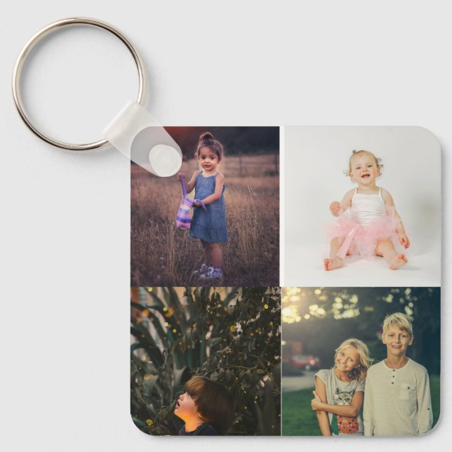 Porte-clés 4 Photo personnalisée Collage personnalisé (Recto)