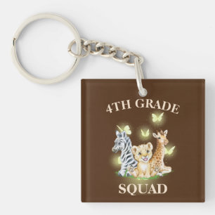 Porte-clés 4e année Squad Neon zoo sauvage Retour à l'école
