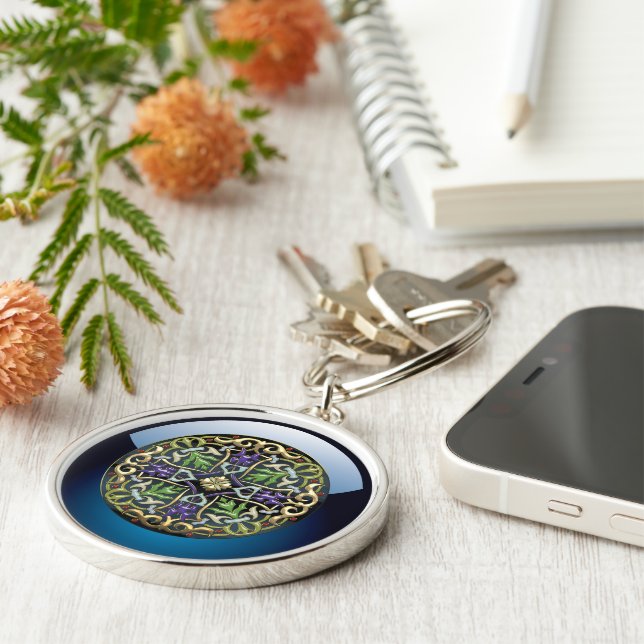 Porte-clés [500] Croix celtique [Or avec émail noir] (Côté)