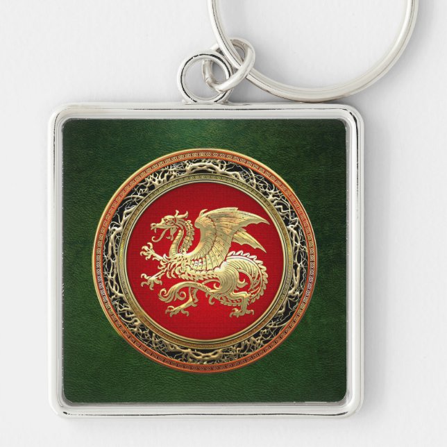 Porte-clés [500] Dragon islandais, Landvæ ttir [Or] (Devant)