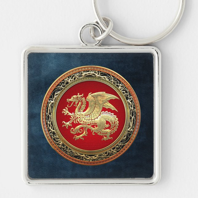 Porte-clés [500] Dragon islandais, Landvæ ttir [Or] (Devant)