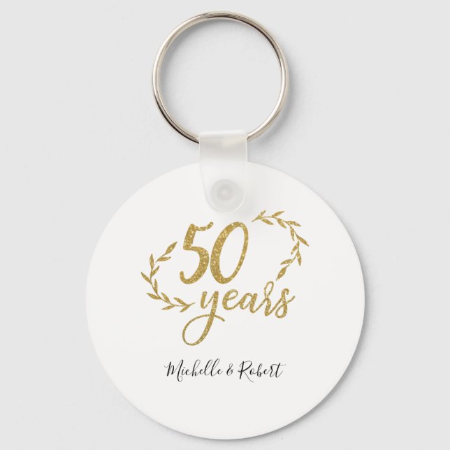 Porte-clés 50 ans mariage anniversaire cadeau parties scintil (Recto)